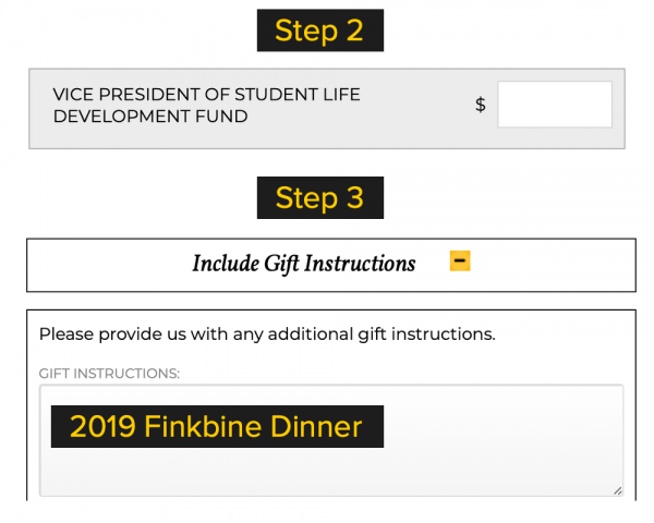 Screenshot of the Finkbine Dinner Donation Form